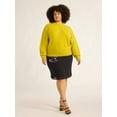 thumbnail image 2 of Scoop Women’s & Women's Plus Reverse Seam Crewneck Sweater, Lightweight, Sizes XS-4X, 2 of 5