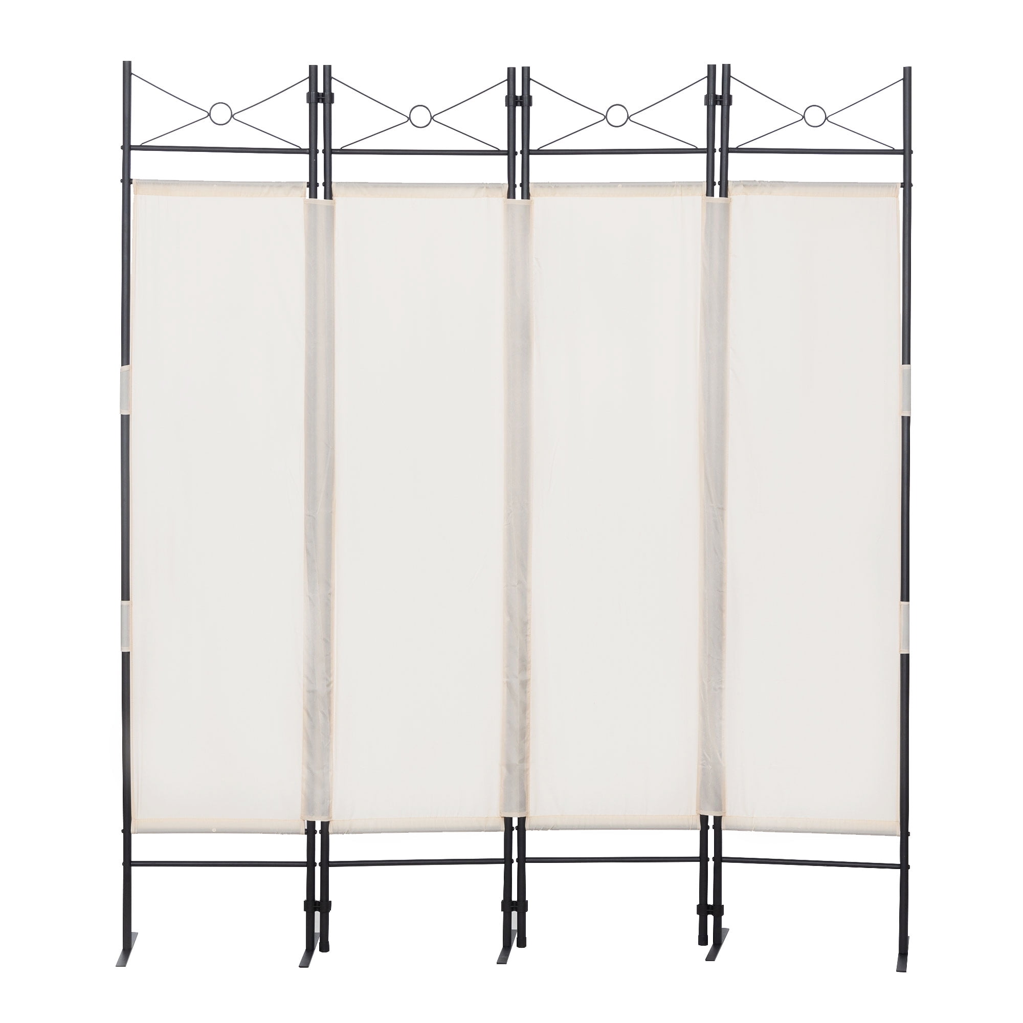 Kadyn 4 Panel Partition Room Separators Black, Folding Indoor Divider for Home, Office Room Divider for Living Room, Beige