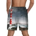 thumbnail image 3 of Sigee 3d Lighthouse in the Surf Print Mens Swim Trunks with Compression Liner Quick Dry Swim Stretch Beach Shorts with Pockets,S-3XL, 3 of 7