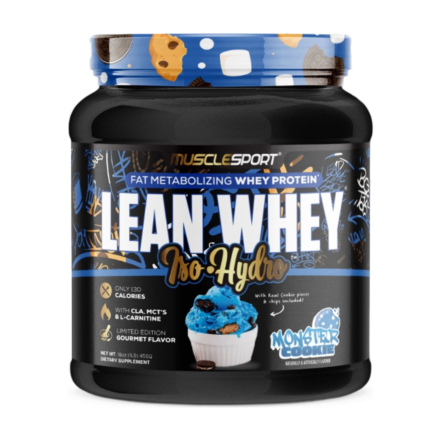 Musclesport Lean Whey Revolution™ Protein Powder - Whey Isolate - Low Calorie, Low Carb, Low Fat - 25g Protein (1LB, Cinna Crunch)
