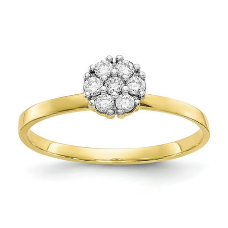 - 10k Yellow Gold CZ Cluster Promise Ring
