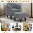 thumbnail image 7 of AENKYO Mid-Century Modern Accent Chair with Ottoman - Barrel Armchair & Footrest Set, Comfy Ergonomic Design for Living Room, Bedroom, Home Office - Grey, 7 of 7