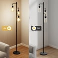 thumbnail image 5 of DRNANLIT 3-Light Industrial Floor Lamp with Clear Glass Shades, Black Standing Floor Lamp with Foot Switch, E26 Base, 67" Tall Floor Lamp for Living Room Bedroom Office, 5 of 7