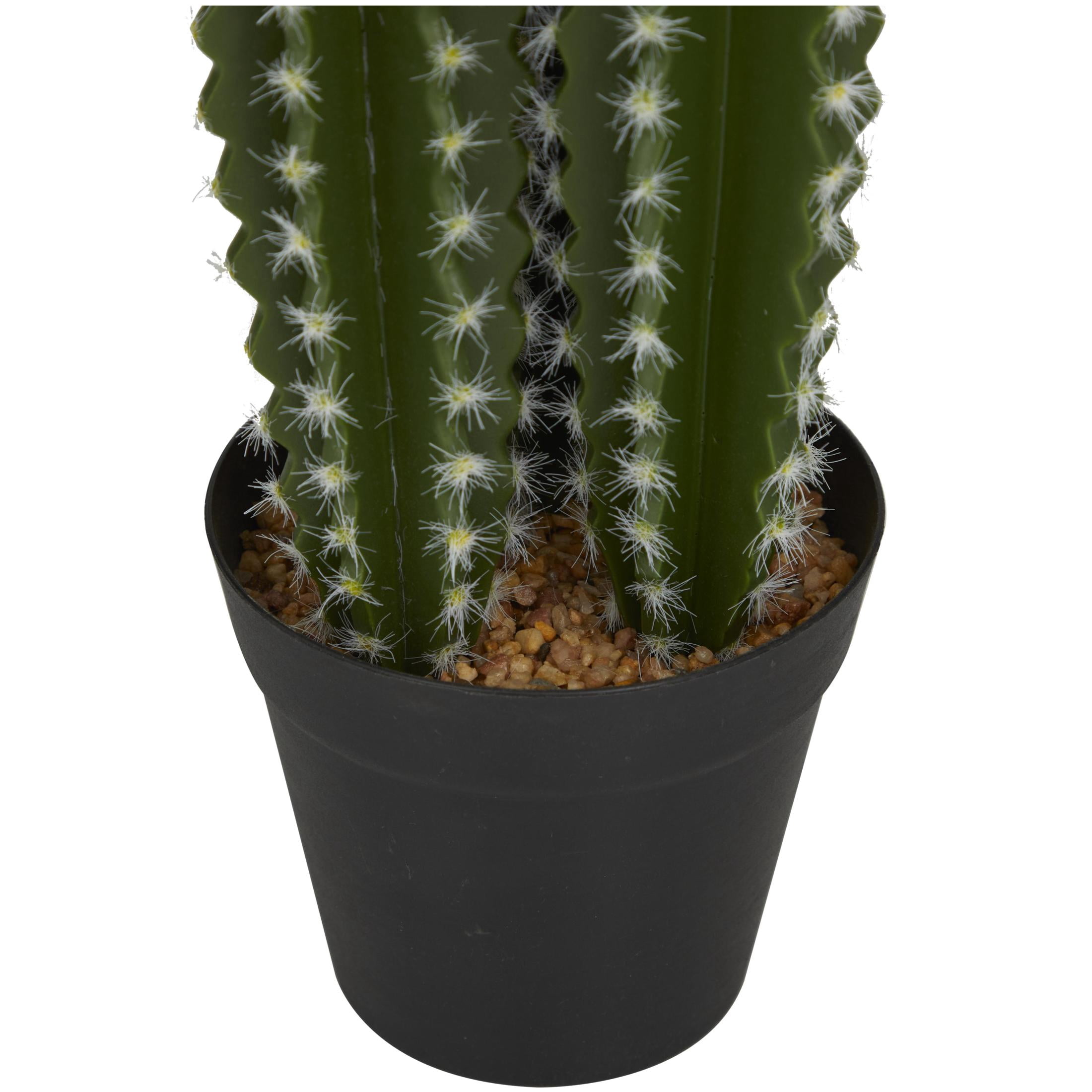 DecMode 23" Artificial Cactus Plant in Realistic Leaves and Black Round Pot