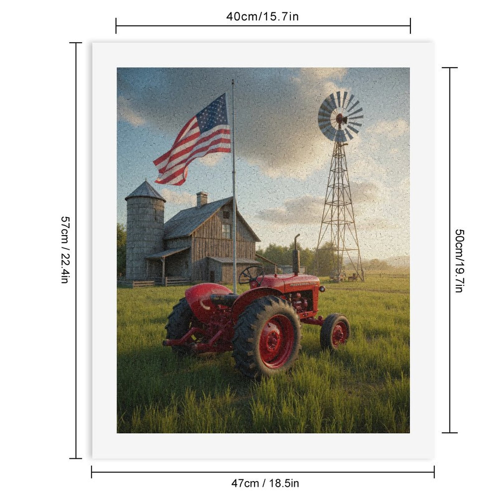 Paint By Numbers Kit for Adults Beginner - DIY Country Farm Tractor Windmill Sunset Canvas Painting Kits for Adults, Frameless Paint By Number for Adults for Home Wall Decor 16x20 Inch
