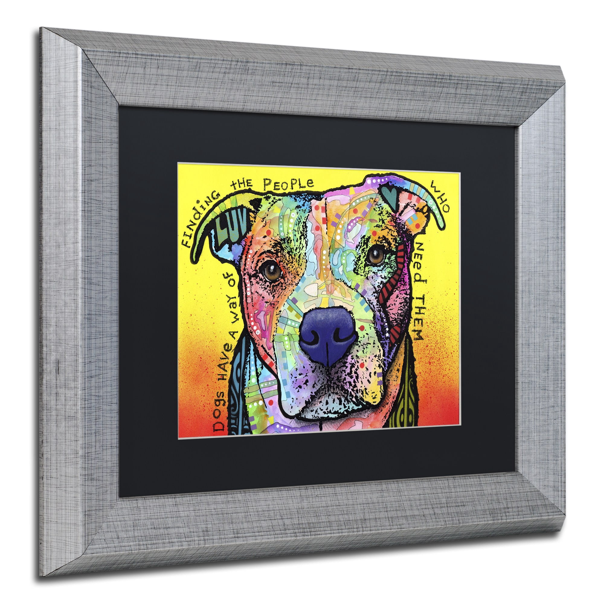 Trademark Fine Art 'Dogs Have A Way' Canvas Art by Dean Russo, Black Matte, Silver Frame