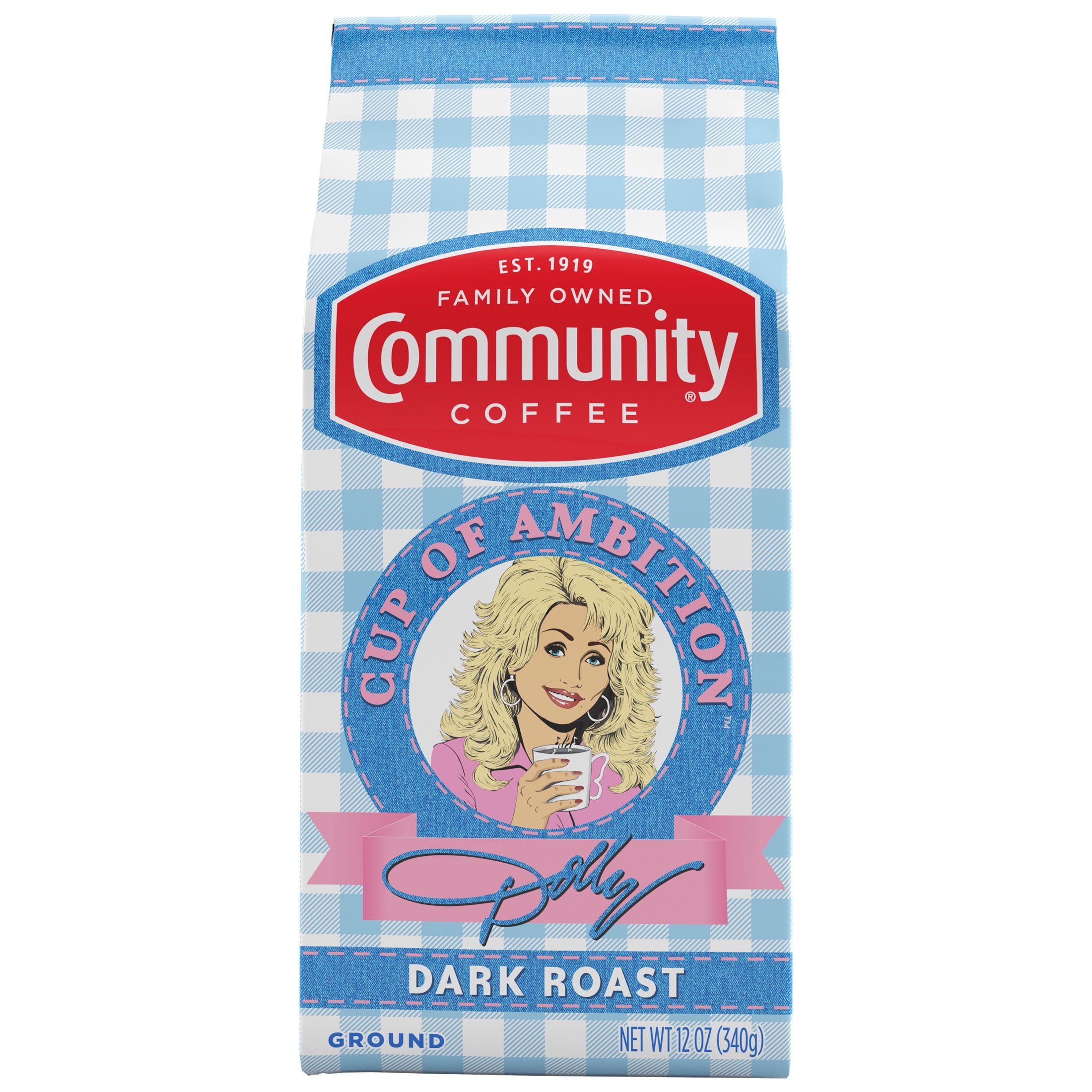 Dolly Parton’s Cup of Ambition™ with Community Coffee® Dark Roast Ground 12 Ounce Gable Top