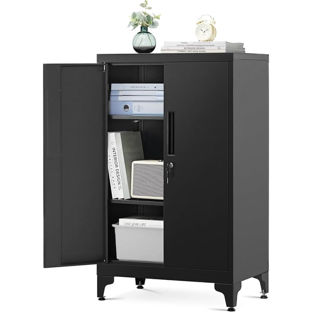Garage Cabinet Metal Storage Cabinet with Doors and Shelves Tool Cabinet for Home Office Lockable File Cabinet Multipurpose for Study Living Room Matte