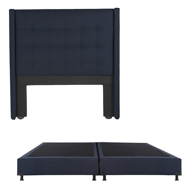 Box Base Cama King Size + Cabecera Titan Azul