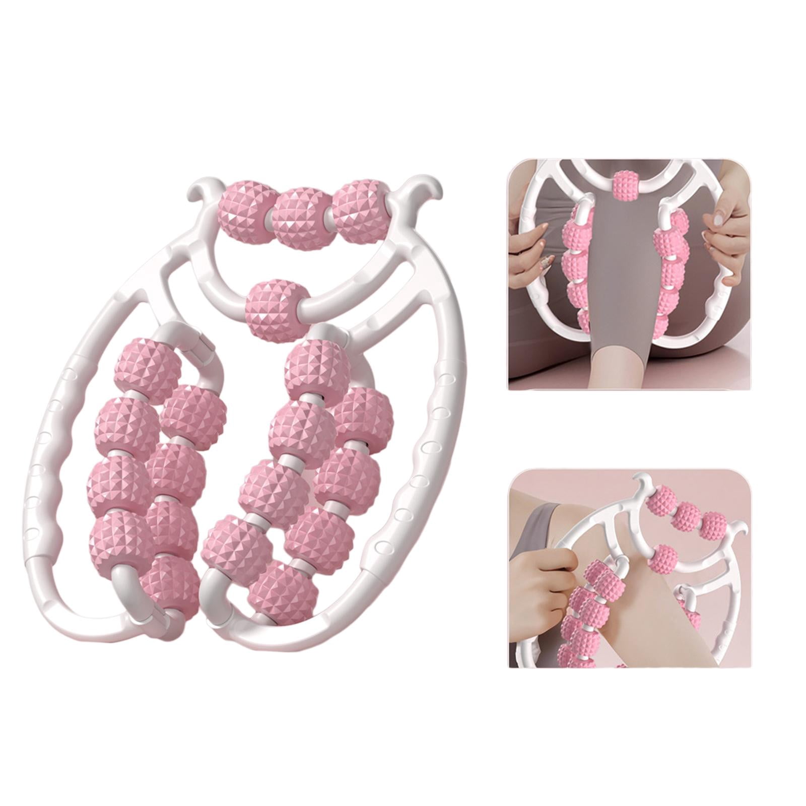 harayaa 20 Wheel Fascia Relax Roller Massage Roller Points Leg Massage for Shoulder Calf Pink