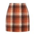 thumbnail image 2 of Yokua Women's High-Waisted Plaid Skinny Pencil Wool Miniskirt, 2 of 8
