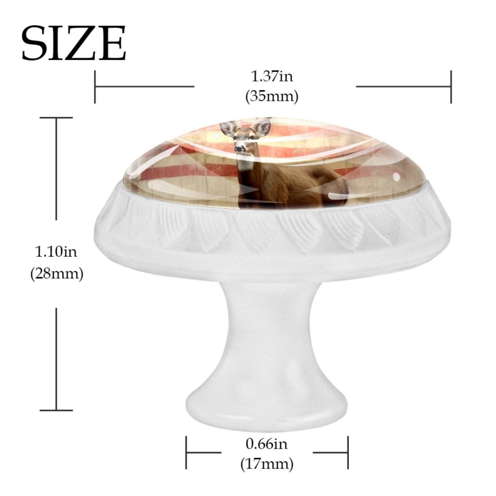 4 Pcs Deer and American Flag Knobs for Kitchen Cabinet Cupboard Dresser Bookcase Drawer Pulls Handles Round Home Decor