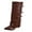 Brown, variant on Fold Over Boots for Women Pointy Pull-on Wedge Heel Knee Shark Boot With Side Zipper Padlock Design