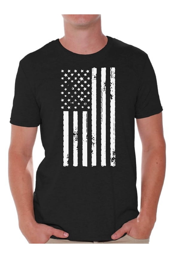 Men's USA Flag Patriotic Graphic T-shirt Tops White Independence Day 4th of July