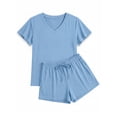 thumbnail image 2 of MINTREUS Women's Knit Pajamas Set Ruffle Sleeves Sleepwear Casual 2 Piece Pjs Soft Loungewear with Pockets, 2 of 7