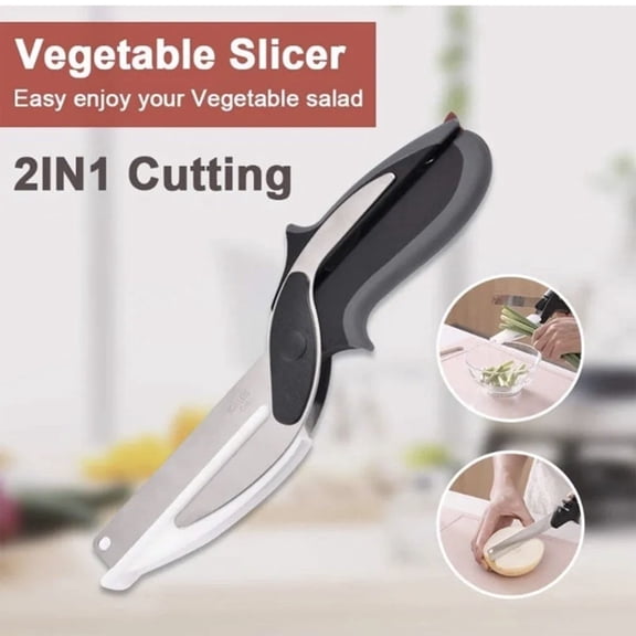 2 in 1 Kitchen Scissors for Food with Cutting Board, Vegetable Cutter and Salad Scissors