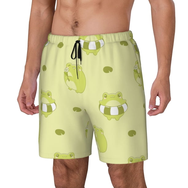 Balery Cute Frog3 Bañador para hombre, shorts de playa de secado rápido con entrepierna y forro de compresión-Medium