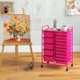 thumbnail image 4 of Gymax 15 Drawer Rolling Storage Cart Opaque Multicolor Drawers Home Organizer Mixed Hot Pink, 4 of 10