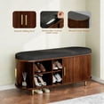 thumbnail image 4 of Aisword 2-Tier Shoe Bench Storage with Sliding Door, Padded Cushion, Adjustable Shelf, Walnut, 4 of 7