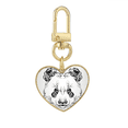thumbnail image 1 of Fluffy Giant Panda Animal Portrait Gold Heart Keychain Metal Keyring Holder, 1 of 3