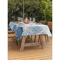thumbnail image 3 of Outdoor Tablecloth with Umbrella Hole for Patio/Picnic/Party/Camping, Coastal Coral Waterproof Table Cloth Rectangle Table Cover Washable, Ocean Starfish Beach Conch Mist Lake Blue Marine (52"x 70"), 3 of 9