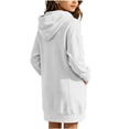 thumbnail image 5 of Kids Girls Fleece Lined Sweatshirt Hooded Quarter Button Pullover Dress,Relaxed Fits Daily School Casual Wear,Drop Shoulder with Pocket,White,9-10Years, 5 of 6