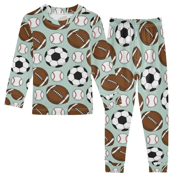 joogoo Rugby Football Baseball 2 Piece Long Sleeve Tee and Pants Cotton Pajama Set 5Y