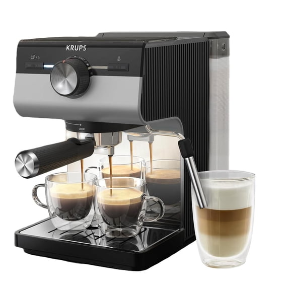Cafetera Espresso Krups Authentic+ Negra con Sistema Thermoblock y Espumador de Leche