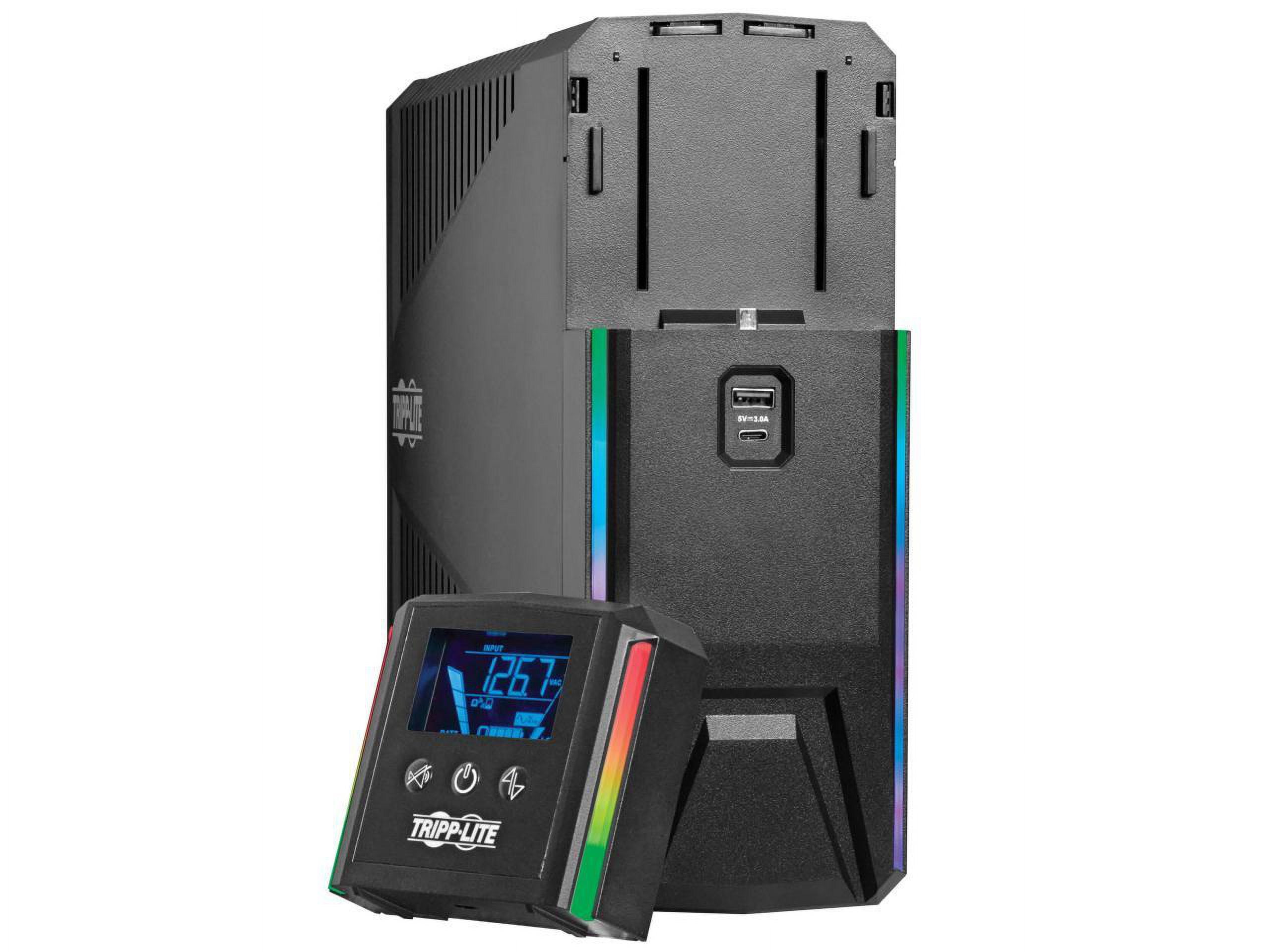 Tripp Lite UPS 1200VA 720W 120V Pure Sine Wave Gaming UPS Battery Backup - LCD, AVR, RGB LEDs, USB Charging, Power Saving
