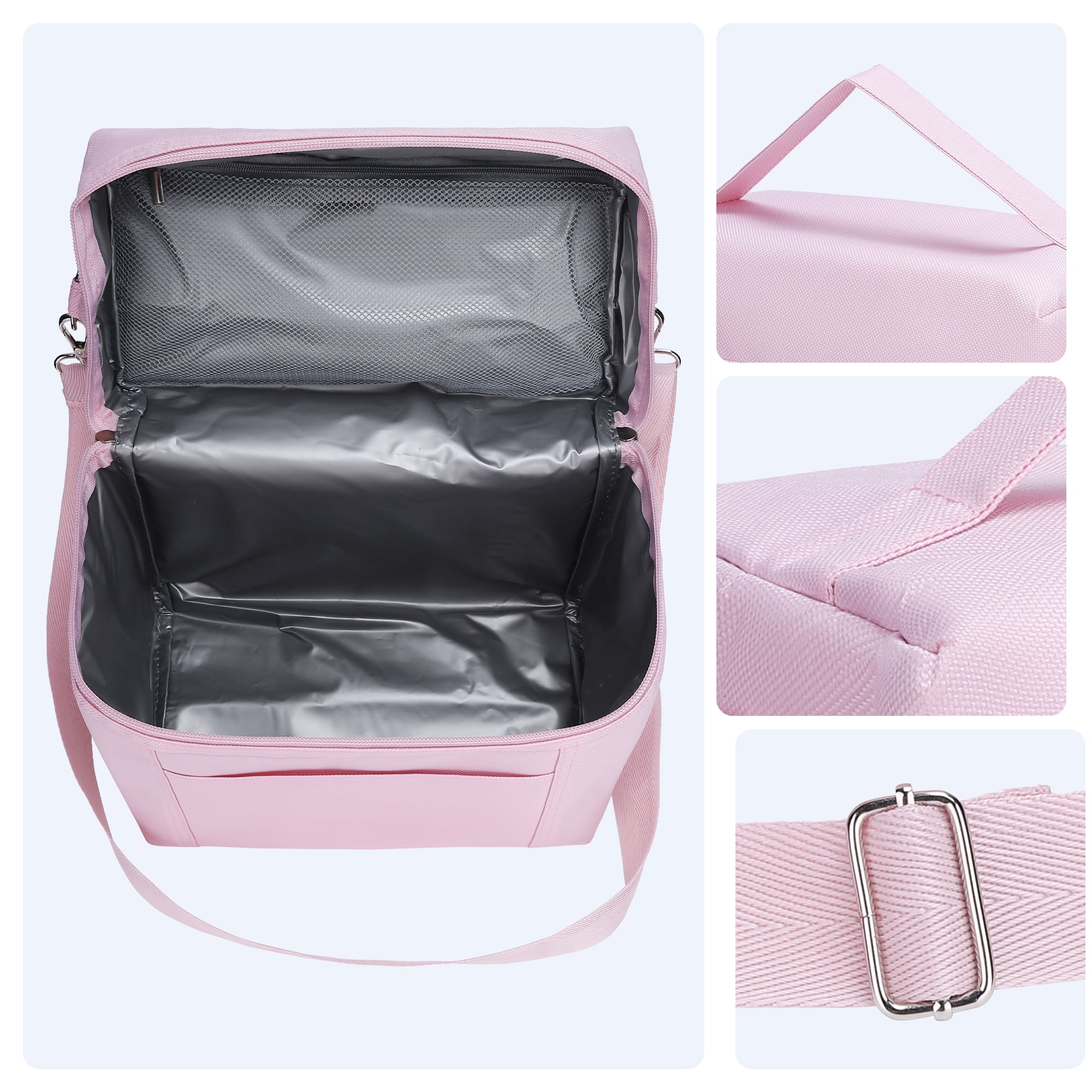 Unique Bargains Insulated Leakproof Lunch Bag for Work, Picnic Pink 8.3*5.1*7.1in