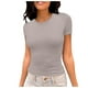 thumbnail image 1 of Camiseta de manga corta ajustada y moderna para mujer: corte ajustado y sexy, versátil con vaqueros/pantalones cortos, tejido suave para el verano, talla real, lavado en frío., 1 of 6