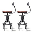 thumbnail image 1 of Set of 2 Industrial Bar Stool-Adjustable Swivel Wood Metal Bar Stool-Counter Height to Extra Tall Farmhouse Bar Stool-24-30 Inch Seat Height-with Backrest, 1 of 5