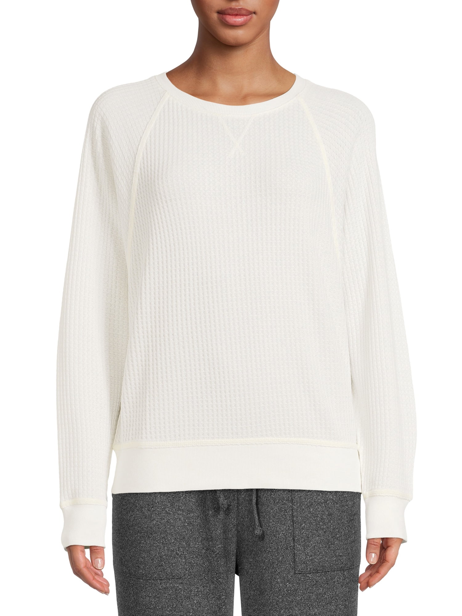 Tru Women's Waffle Pullover Top 