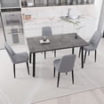 thumbnail image 6 of 55.12-70.87" Expandable Rectangular Dining Table That Can Accommodate 4-6 People, Equipped With 4 Pu Fabric Thick Padded Dining Chairs, Kitchen Table And Chairs, With Black Metal Legs18638, 6 of 16