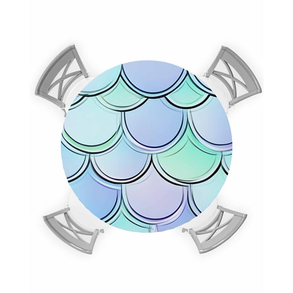 nqOlkjepod Abstract Art Coastal Round Tablecloth, Fitted Table Cover with Elastic for 55"-60" Round Tables, Nautical Sea Summer Beach Ocean Table Cloth Outdoor Dinning Party Waterproof Tablecloths