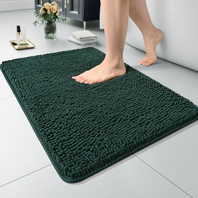 Alfombra de baño LOCHAS Luxury Shaggy, 50 x 75 cm, color verde cazador