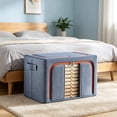 thumbnail image 4 of Foldable Linen Storage Box, Clear Window Clothes Organizer, Double Zipper Blanket Storage Bin With Handles For Bedding, Dorm, Closet, Seasonal Garment Organization, 4 of 6