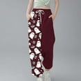 thumbnail image 2 of Girl's Halloween Print Wide Leg Sweatpants Baggy Straight Loose Sweat Pants High Waist Causal Kids Athletic Pants with Pockets Wine 5-6 Years, 2 of 5