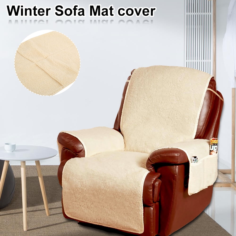 Willstar Fleece Recliner Cover Armchair Sofa Cover Mat Winter Sofa Mat Cover with Storage