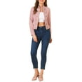 thumbnail image 2 of MODA NOVA Juniors 1960 Vintage Steampunk Open Front Button Decor Casual Jacket Pink M, 2 of 6