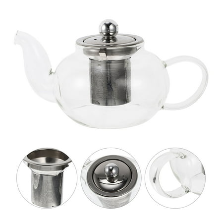 Transparent Glass Teapot Portable Tea Kettle with Infuser 1 Set for Home