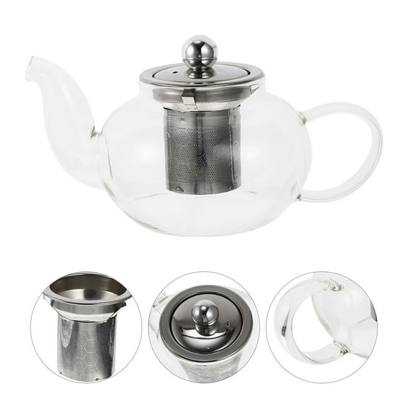 Transparent Glass Teapot Portable Tea Kettle with Infuser 1 Set for Home