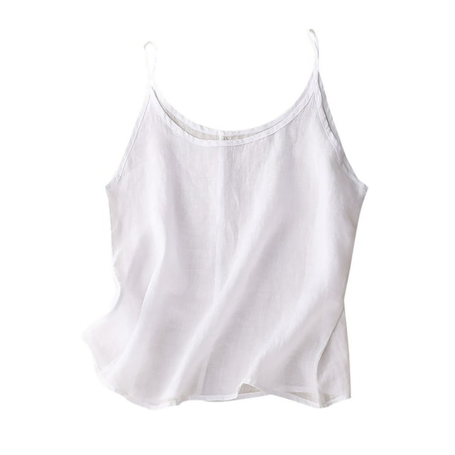 Kyusrd Summer Tank Tops for Women Women's Solid Color Camisole Linen