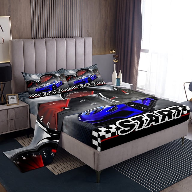 Erosebridal Teens Racing Car Sheet Set Twin,Extreme Sports Bedding Sets Twin Size,Fast Car Decor,Breathable,3pcs