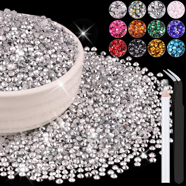 8000 diamantes de imitación de resina de 0.118 in a granel para manualidades (plata) cristales deslumbrantes con parte trasera plana para manualidades, decoración de uñas, gemas para vasos, zapatos, r
