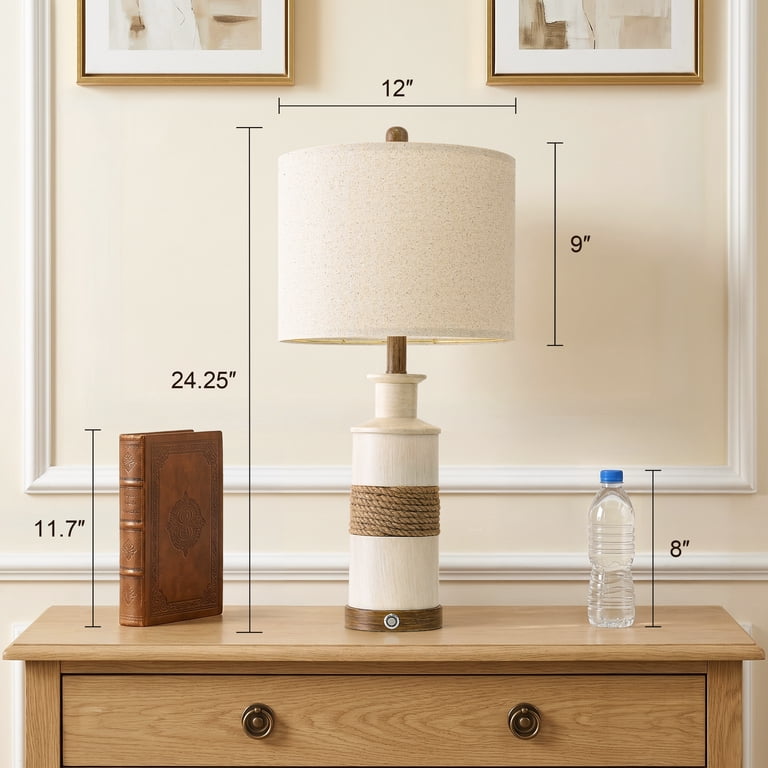 Oneach Farmhouse Table Lamp Set of 2, 24.25", Resin photo 3