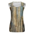 thumbnail image 4 of Womens Tops Women's Bohemian Print Fashion Sleeveless Tank Top with Metallic Ring Strap Detail Casual Summer T Shirt Square Collar Multicolour L, 4 of 4