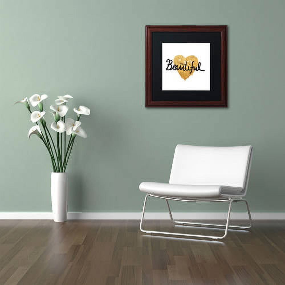 Trademark Fine Art "Beautiful On White" Canvas Art by Lisa Powell Braun, Black Matte, Wood Frame
