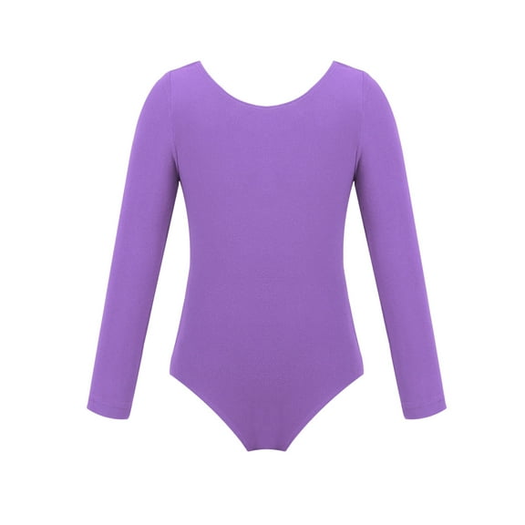 renvena Girls' Lavender Long Sleeves Polyamide Leotard, Size 3