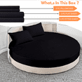 thumbnail image 3 of EASYCOT 800TC Egyptian Cotton Round Bed Sheet Set 18" Deep Pocket Black, 80" Diameter, 3 of 6